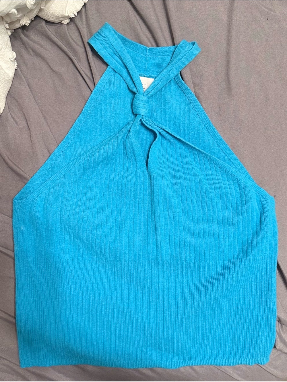 a new day Turquoise Ribbed Halter Tank